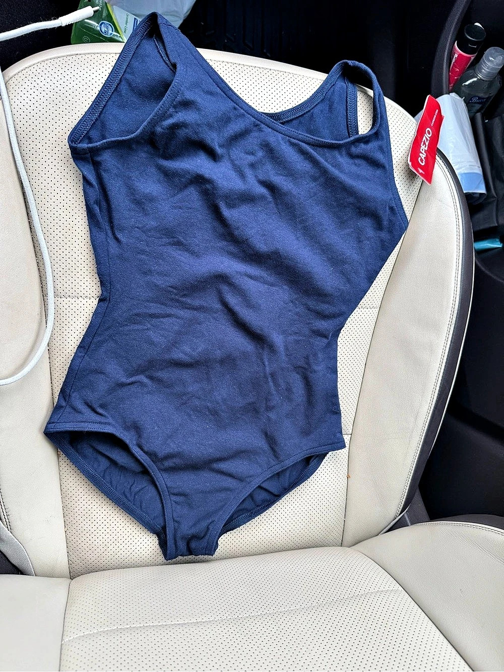 Capezio Tank Leotard with Balletline Legline Blue & White Size Large